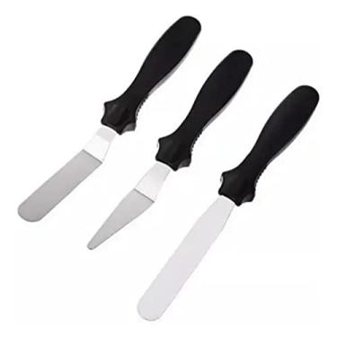 Imagem de Espátulas Confeiteiro Para Ganachear Bolo Kit 3 Peças Preto