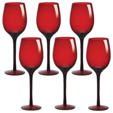 Imagem de Conjunto De 6 Taças Para Vinho 460ml Vidro Vermelha Cassandra - Toque
