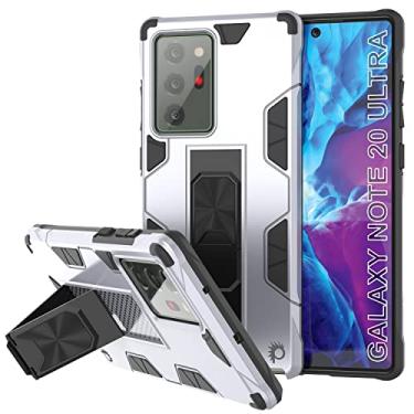 Imagem de PunkCase Capa protetora para Galaxy Note 20 Ultra [série ArmorShield], capa protetora de camada dupla com suporte de anel de metal e suporte | Proteção total para Note20 Ultra 5G (17,5 cm) [branco]