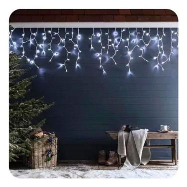 Imagem de Luz de Natal Cascata 400 Lâmpadas Led Branco Fio Branco Bivolt 10m 