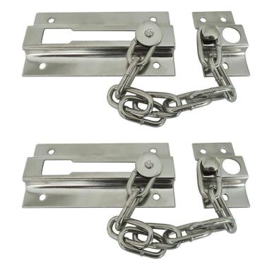 Imagem de Kit 2 Fecho Pega Ladrão Aço Com Corrente 88Mm X 25Mm Portas