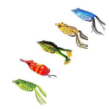 Imagem de Isca de sapo, isca de rato, kit de iscas de pesca de truta de água salgada de água doce, sapo realista, isca macia para robalo... (pacote com 5)