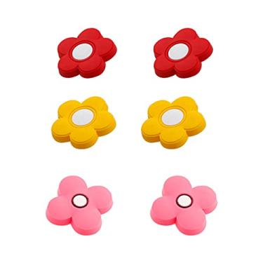 Imagem de Skyscraper Puxadores de borracha macios em forma de desenho animado para crianças, meninas, meninos, puxadores de gaveta, puxadores de gaveta para quarto de crianças, armários, caixa organizadora de brinquedos, estante, conjunto de 6 peças (flor, misto)