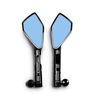 Imagem de General Motorcycle Espelho retrovisor ajustável com parafuso rosqueado de 8 mm e 10 mm liga de alumínio diamante pentagonal espelho retrovisor para motocicletas, scooters