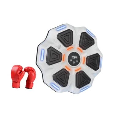 Imagem de Dynwave Máquina de boxe musical, treinador de boxe, foco, treinamento, iluminado, montagem na parede, almofada de perfuração com luvas para prática interna, Branco
