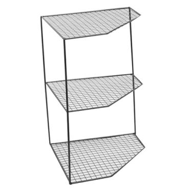 Imagem de Fenteer Prateleira de armazenamento de cozinha, organizador de armazenamento de utensílios de cozinha, suporte de prateleira de canto, organizador de, Preto, 3 Níveis