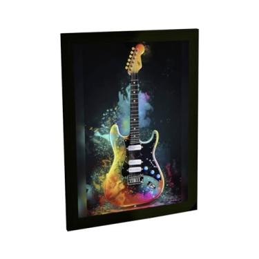 Imagem de Quadro Decorativo Guitarra Colorda Ilustração Cores Decoração Poster Quarto Sala