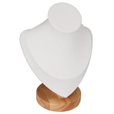 Imagem de Ejoyous Porta-Joias de Exposição, 20,5cm/8in Flanela Couro PU Suporte para Exibição de Joias Bustos de Manequim para Loja de Varejo (Branco)