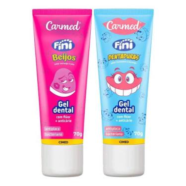 Imagem de Kit 2 Pasta de Dente Fini Beijos Dentadura Creme Dental Gel 70g com Fl