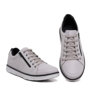 Imagem de Foxstar Masculino Sapatênis Casual Social Confortável com Zíper e Cadarço, Cor Gelo, Tamanho 37