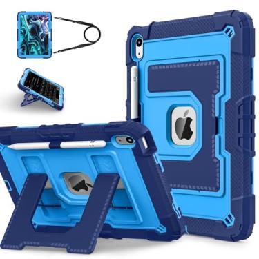 Imagem de Capa adequada para crianças para iPad A16 11ª geração 11 polegadas 2025/iPad 10ª geração 10,9 polegadas 2022 capa com suporte para lápis e alça de ombro, capa híbrida para iPad 11 10 resistente à