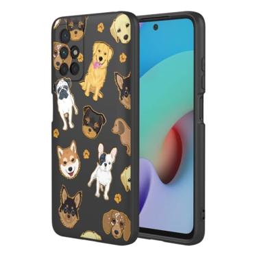 Imagem de HTXWXJC Capa de telefone para Redmi 10, capa para Redmi 10 Prime, capa para Redmi 10 2022, à prova de choque, flexível, amortecedor, TPU, capa macia com padrão de cachorro para Xiaomi Redmi 10 Black