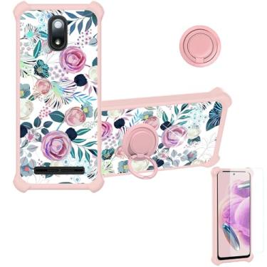 Imagem de jioeuinly Capa para ANS P550 compatível com ANS Artia Sp555D [com protetor de tela de vidro temperado][PC rígido + silicone macio][suporte para anel] [luz refletora colorida] IMDF-HUA3