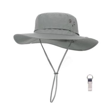 Imagem de Sun Hat PLCWSCFV Bucket Boonie para homens à prova d'água cinza claro