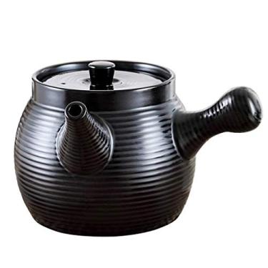 Imagem de wang hao shop Panelas, panelas de cerâmica, caçarola, caçarola, cerâmica, decoctipotônia, caçarola, decoctichinês, remédio, pote de fogo aberto, panela tradicional/preto/2,35 L