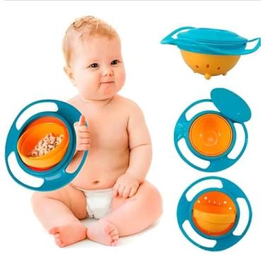 Imagem de Prato Mágico Tigela Infantil Giro Bowl Sem Bagunça Não Derrama Jantar Divertido Para Alimentação infantil Diária do Bebê Premium