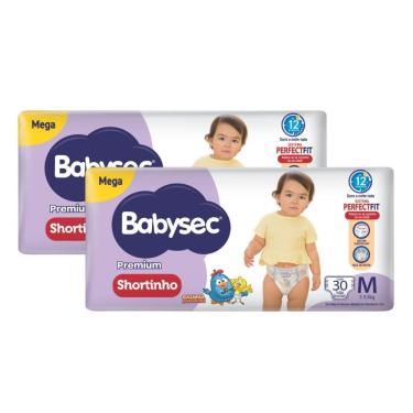 Imagem de Kit 2 Fralda Shortinho Babysec Premium Tamanho M com 30 Fraldas Descartáveis