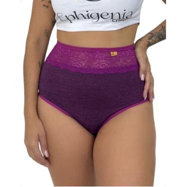 Imagem de Calcinha Suplex Cós Alto Renda Lingerie Conforto Charmosa Elegante Fem