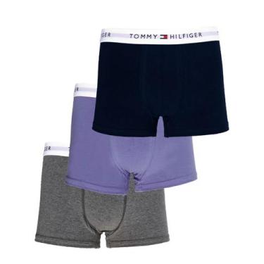 Imagem de Cueca Tommy Hilfiger Cotton Stretch Trunk Azul Claro Marinho e Grafite