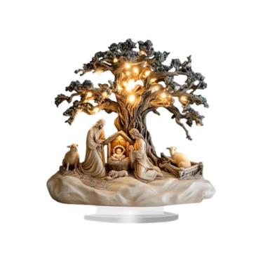 Imagem de Bothyi Presépio de Natal para Mesa, Acessório Decorativo Cristão para Sala de Estar, Estante ou Objeto de Decoração, 20cmx25cm