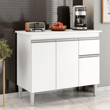 Imagem de Balcão Gabinete De Pia Para Cozinha Sem Tampo 100cm Tatiane Branco- Mabe Magazine