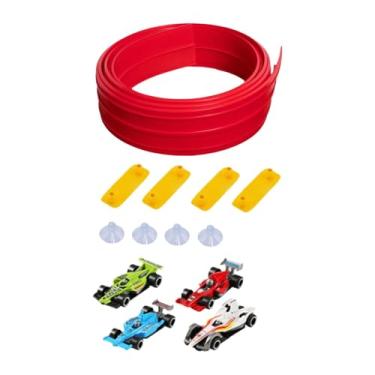 Imagem de Yunhgft Pista de Corrida Flexível para Carros, de Montagem Própria, Fácil de Enrolar Graças às Ventosas, Rampa para Carros em Miniatura, Vermelho, Tamanho real