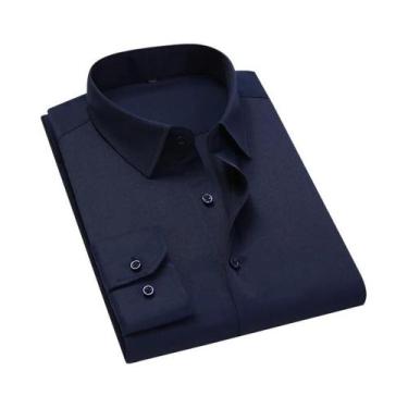 Imagem de Camisa Branca Clássica De Manga Longa Slim Fit Para Homens Tamanhos Gr