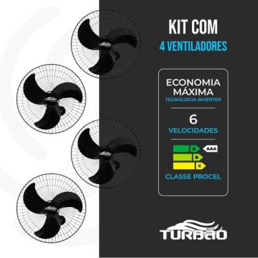 Imagem de Kit 4 Ventiladores de Parede Turbão 60cm Bivolt Oscilantes 200W Alta P