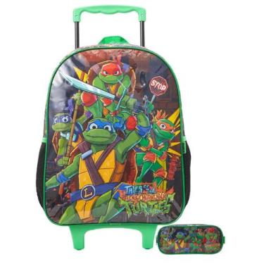 Imagem de Kit Tartarugas Ninja Mochila Rodinhas + Estojo Simples