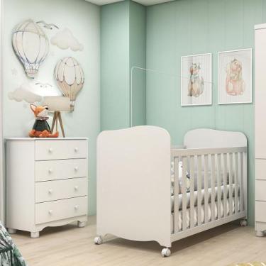 Imagem de Quarto de Bebê Berço e Cômoda 4 Gavetas 100% MDF Mimo Espresso Móveis 