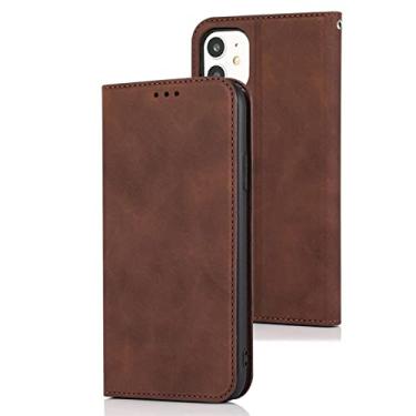 Imagem de GSYH Capa para iPhone 13Mini/13/13 Pro/13 Pro Max, Capa carteira flip de couro PU com compartimentos para cartão Kickstand Alça de pulso Capa protetora magnética à prova de choque, Marrom, 13pro 15,1 cm