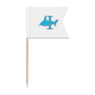 Imagem de Attacks Around Shark Pillars Bandeiras de palito de dente Marcação de rotulagem para Bolo de Festa Prato de Queijo