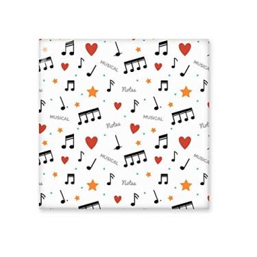 Imagem de Notas musicais com corações de estrelas, azulejo de cerâmica brilhante para banheiro e cozinha