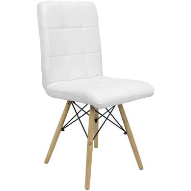 Imagem de Cadeira Gomos Eiffel Eames Fitz Dublin Estofada Base Madeira - Branca
