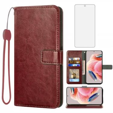 Imagem de Asuwish Capa carteira compatível com Xiaomi Redmi Note 12 4G, protetor de tela de vidro temperado e capa flip de couro, suporte para cartão, acessórios de celular, capas de telefone para Note12 G4 LTE