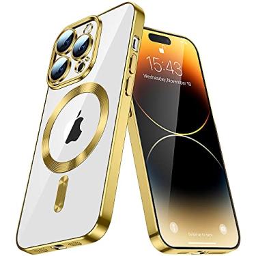 Imagem de LEMAXELERS Capa para iPhone Xs Max, capa magnética transparente com ímãs integrados compatível com MagSafe, transparente [não amarela] Capa fina de TPU macio para iPhone Xs Max Gold YY