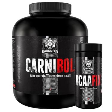 Imagem de Combo Suplemento em Po Carnibol 1,8kg Chocolate + Bcaa Fix 120 Caps Darkness-Unissex
