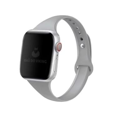 Imagem de Pulseira Silicone Sport Fina Esportiva Slim, compatível com Apple Watch (42mm/44mm/45mm, Cinza)