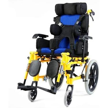 Imagem de Cadeira de rodas multi-proteção ajuste de inclinação total dispositivo anti-inclinação crianças adulto cadeira de rodas treinamento de reabilitação para paralisia cerebral