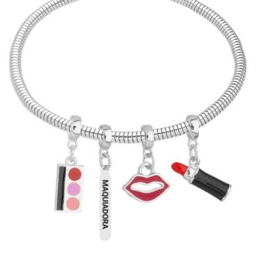 Imagem de Pulseira Maquiadora Berloque Banhado a Prata 925 - Work Semijoias