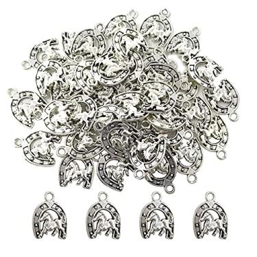 Imagem de Honbay Pingente de ferradura de liga de 50 peças, acessório faça você mesmo para fazer joias artesanais, Liga metálica, Sem Pedra Preciosa