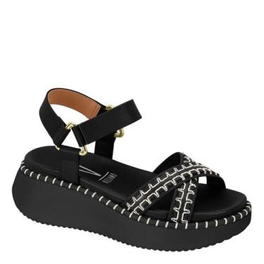 Imagem de Sandália Papete Anabela Flatform Vizzano Confortavel 6519102, Preto, 3