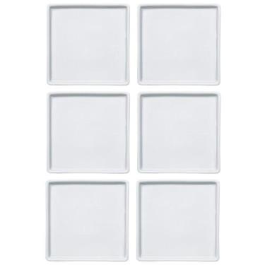 Imagem de Conjunto 6 Pratos de Porcelana Branco Quadrados Rasos 16x16cm American