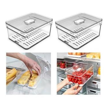 Imagem de 2 Organizador De Geladeira 2,2 Litros Com bandeija Clear Fresh - OU, T