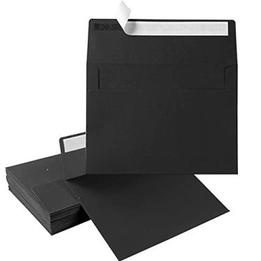 Imagem de Pacote com 50 envelopes com 5 x 17 envelopes coloridos para casamento, convites de festa, cartões comemorativos, anúncios, fotos, 13 x 19 cm (preto)