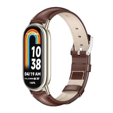 Imagem de MIJOBS Pulseira para Xiaomi Mi Band 10/9/8 de couro genuíno respirável para Mi Fit Band 9 SmartWatch para mulheres e homens