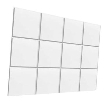 Imagem de Dynwave 12x painéis acústicos, painel de tratamento acústico, arte autoadesiva quadrada exclusiva e confiável, absorção de som, painéis de parede para sala de, Branco Não Pegajoso