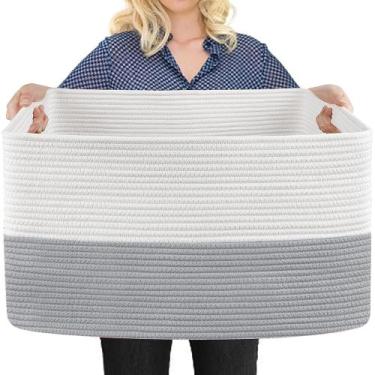 Imagem de Cesto de Roupa Suja MEGASKET - Extra Grande em Corda de Algodão Cinza