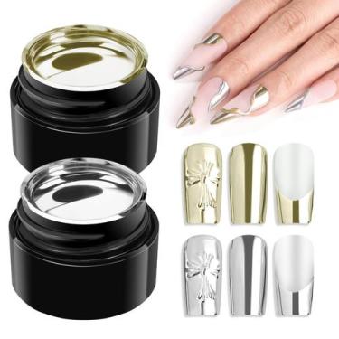 Imagem de Kit com 2 Esmaltes em Gel Makartt - Cores Chrome Metálico Prata e Ouro