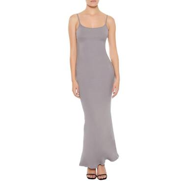 Imagem de Forever 21 Vestido maxi feminino de malha canelada, Cinza, GG